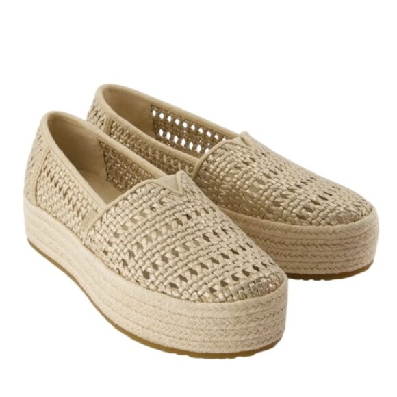 TOMS Valentia Platform Slip-On Espadrille Shoe Size 7 in Champagne - Picture 1 of 11